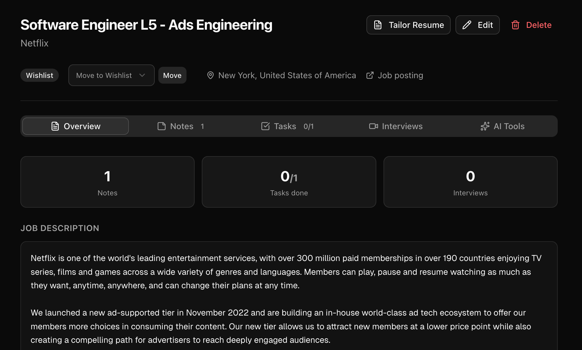 One workspace for role context, notes, and progress