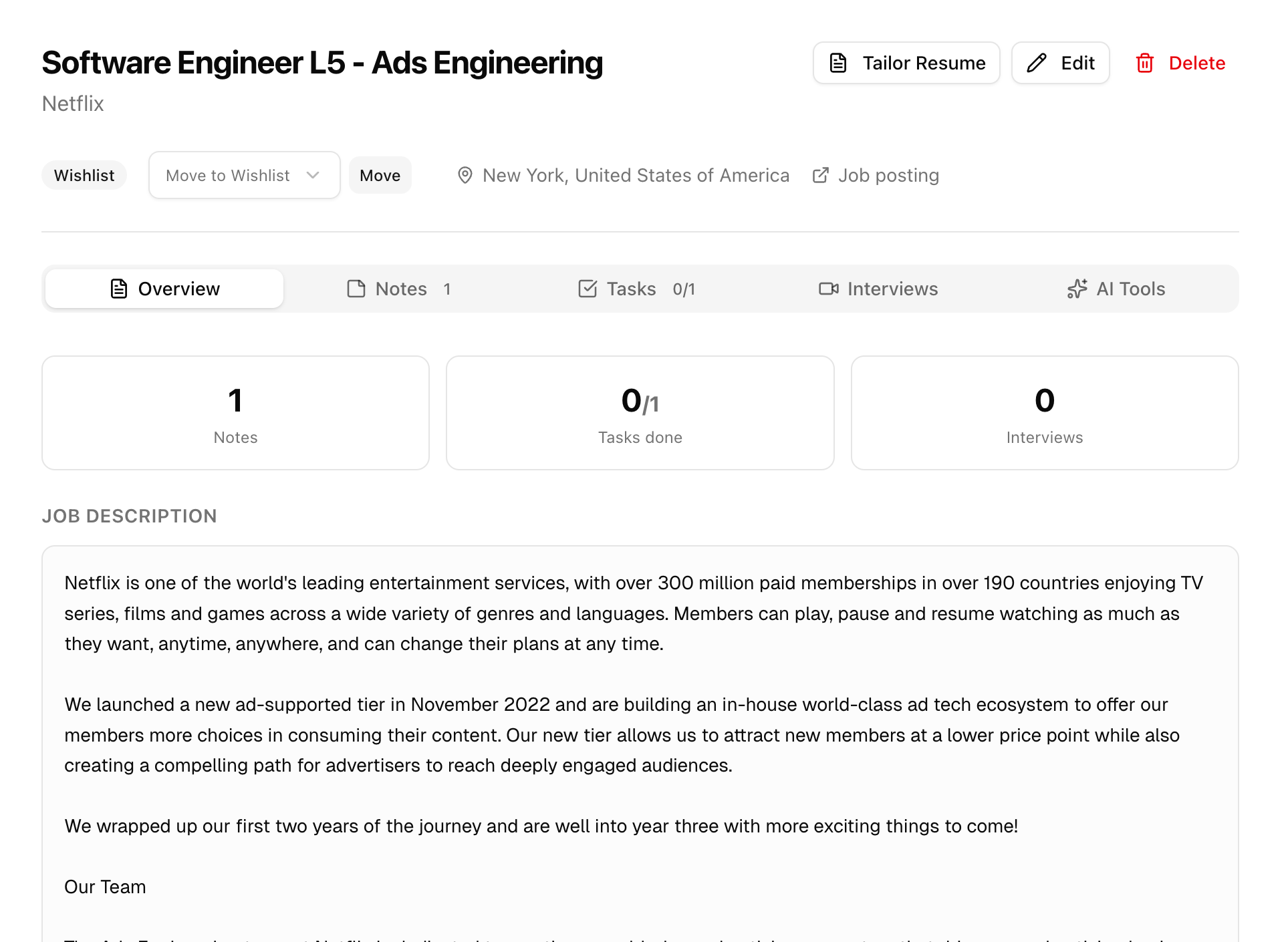 One workspace for role context, notes, and progress